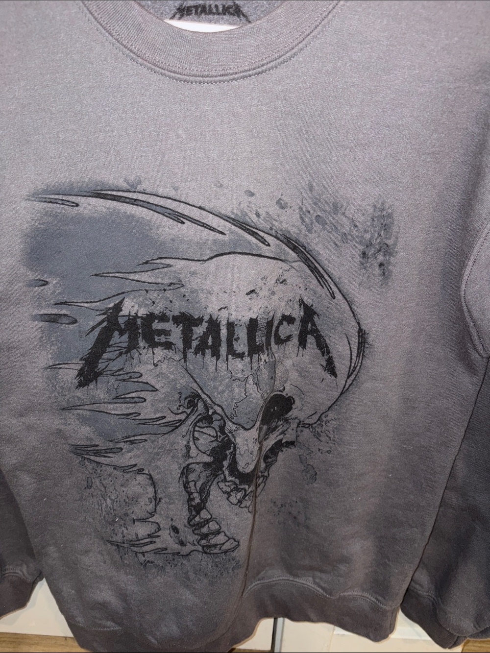 Metallica Skull Graphic Sweatshirt - Faded Black/Grey